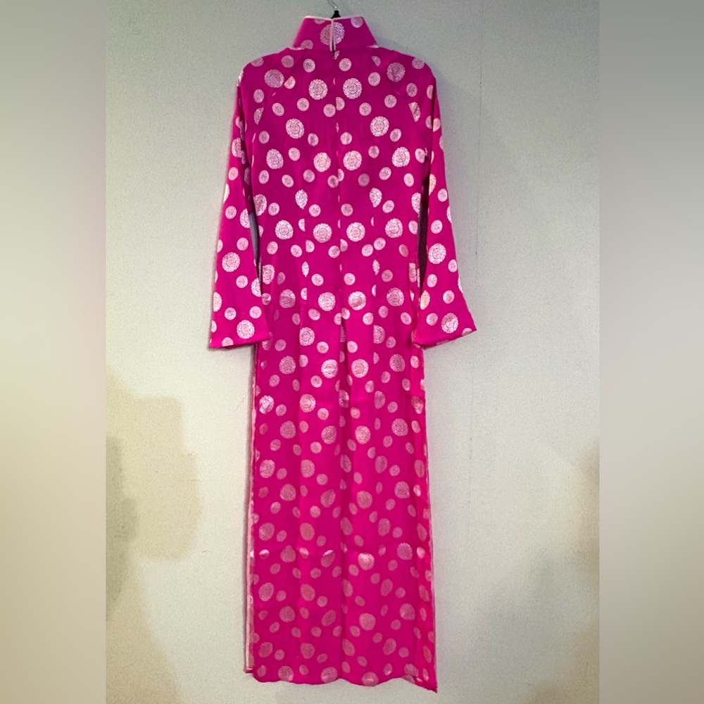 Traditional Vietnamese Áo Dài, Pink and Silver, Vintage, Size XS/S - Picture 3 of 11